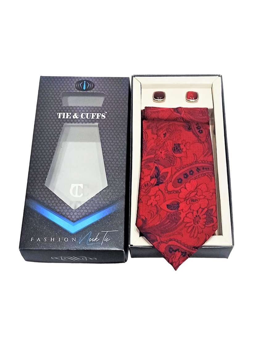 men self design tie, pocket square & cufflinks combo  