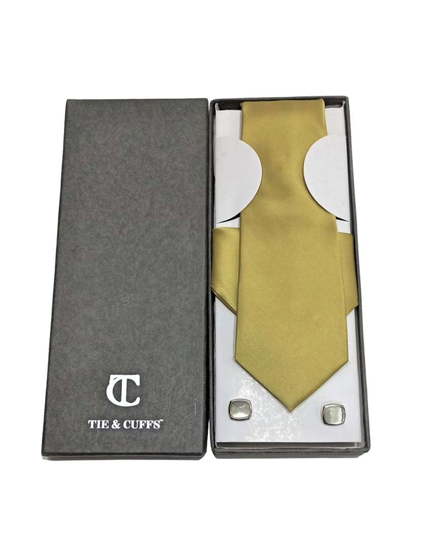 men solid tie, pocket square & cufflinks combo  
