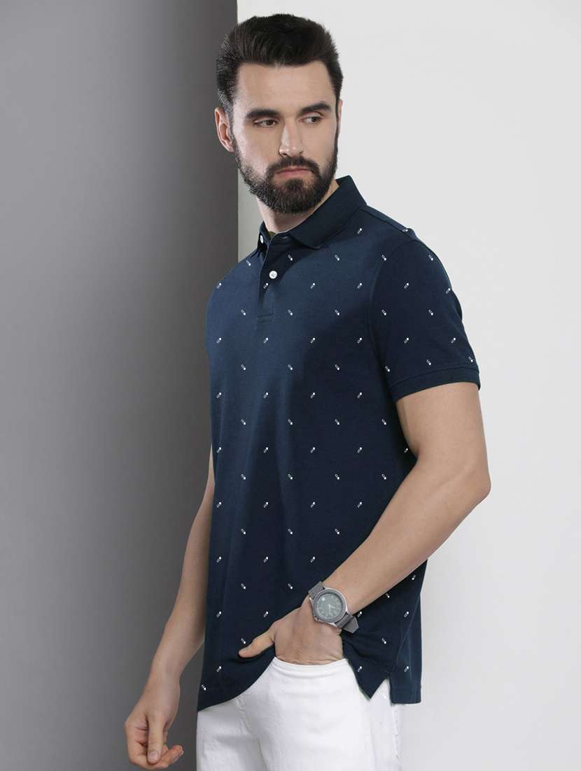 blue printed polo t-shirt - 19196019 -  Standard Image - 1