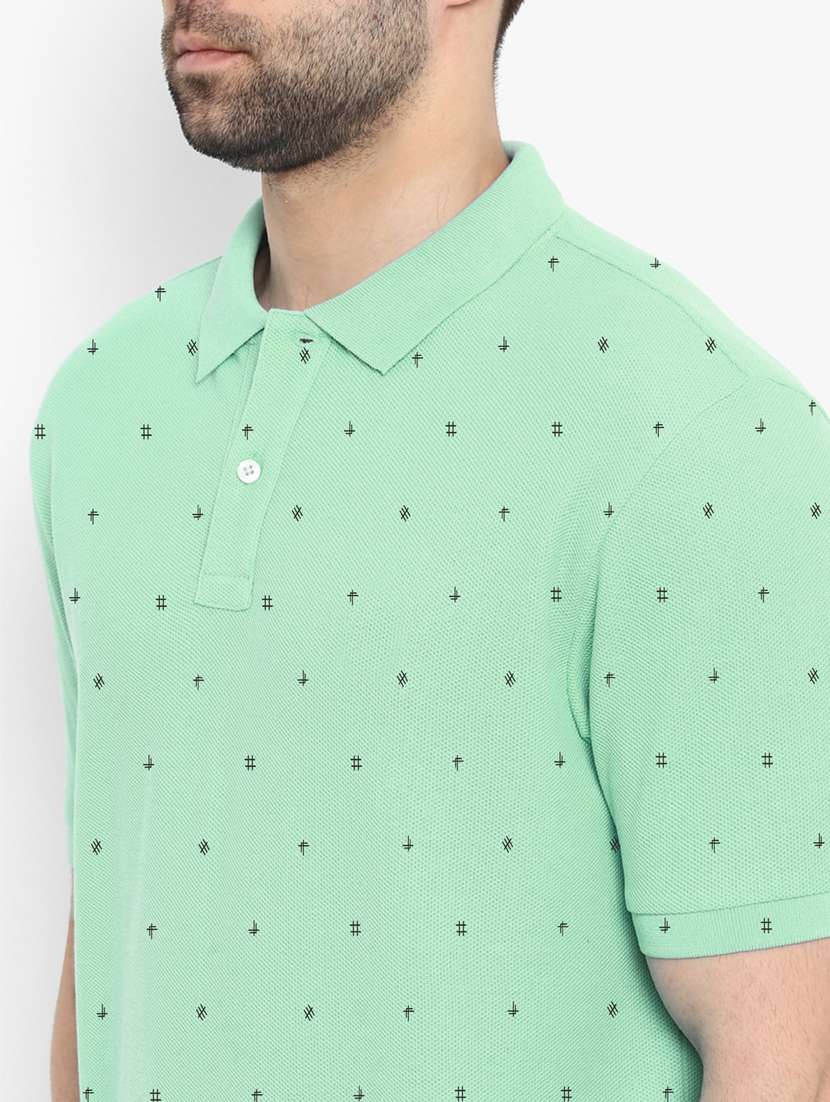 green printed polo t-shirt - 19196029 -  Standard Image - 4