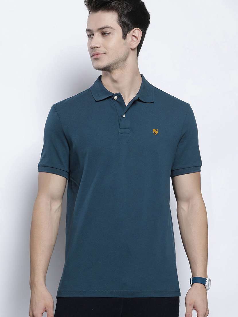 men blue regular fit polo t-shirt