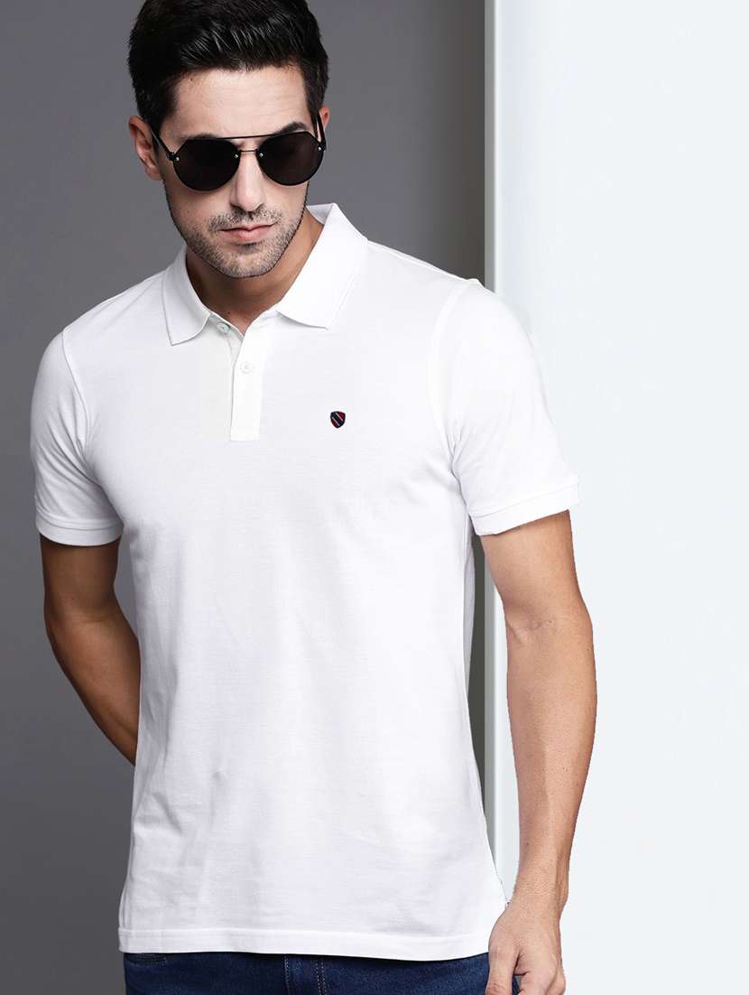 white solid polo t-shirt