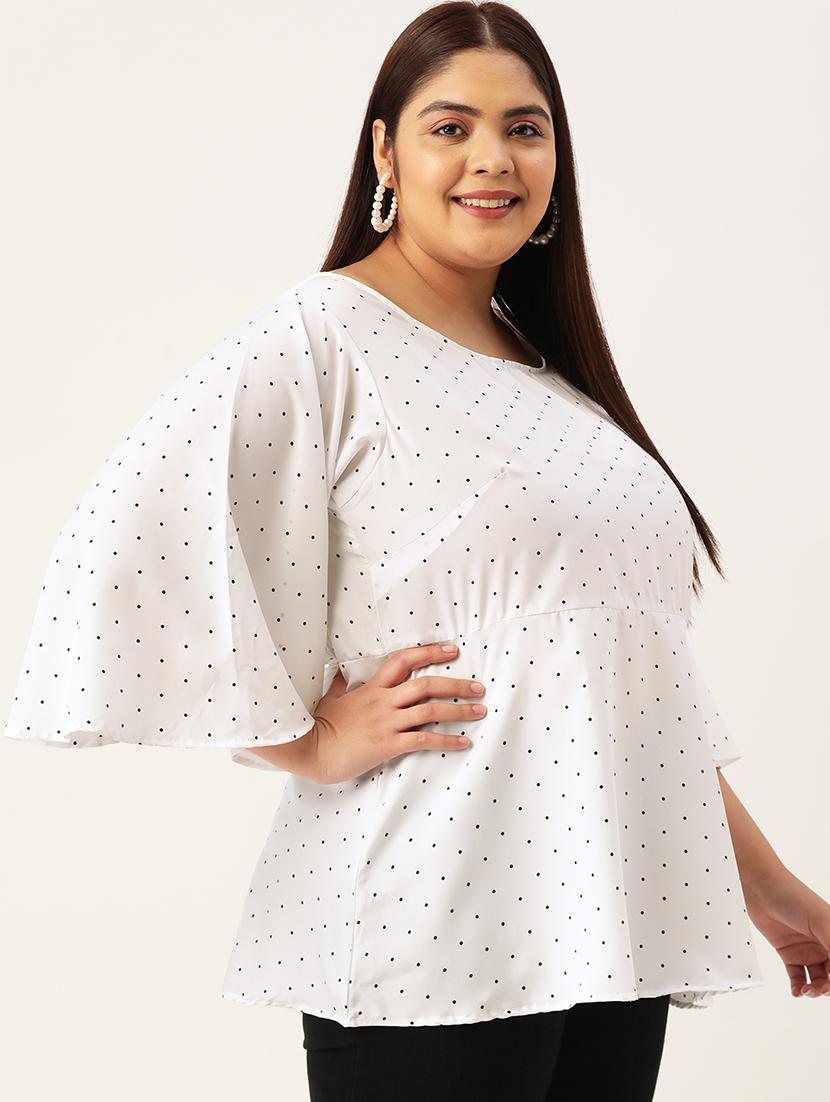 women plus size polka doted round neck top - 19196128 -  Standard Image - 1