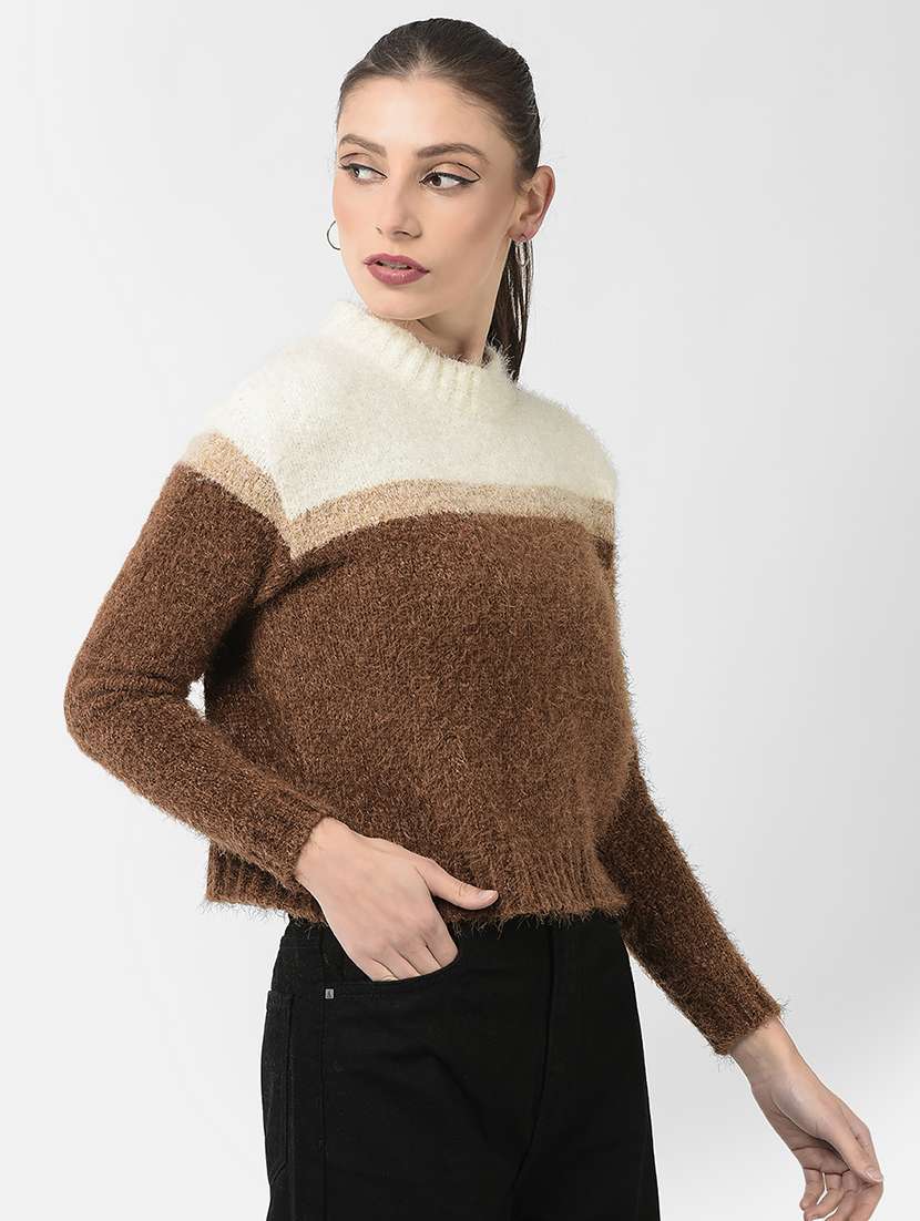 round neck color block pullover - 19196564 -  Standard Image - 1