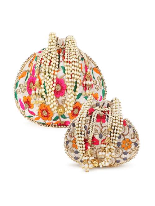 pack of 2 embroidered potlis - 19197104 - Standard Image - 0