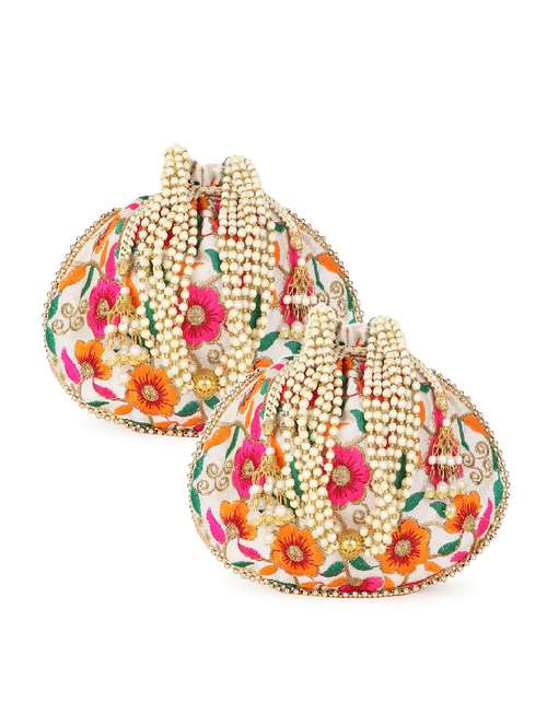 pack of 2 embroidered potlis - 19197114 - Standard Image - 0