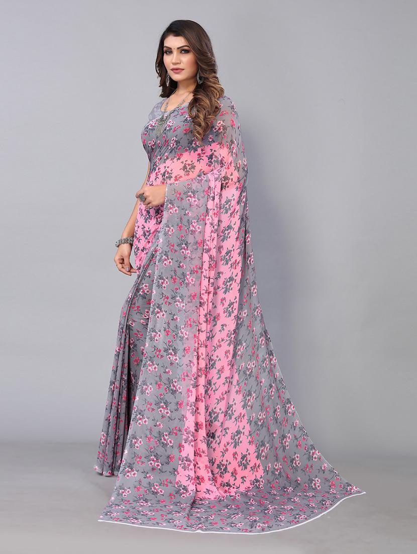 floral printed half & half saree with blouse - 19197334 -  Standard Image - 1