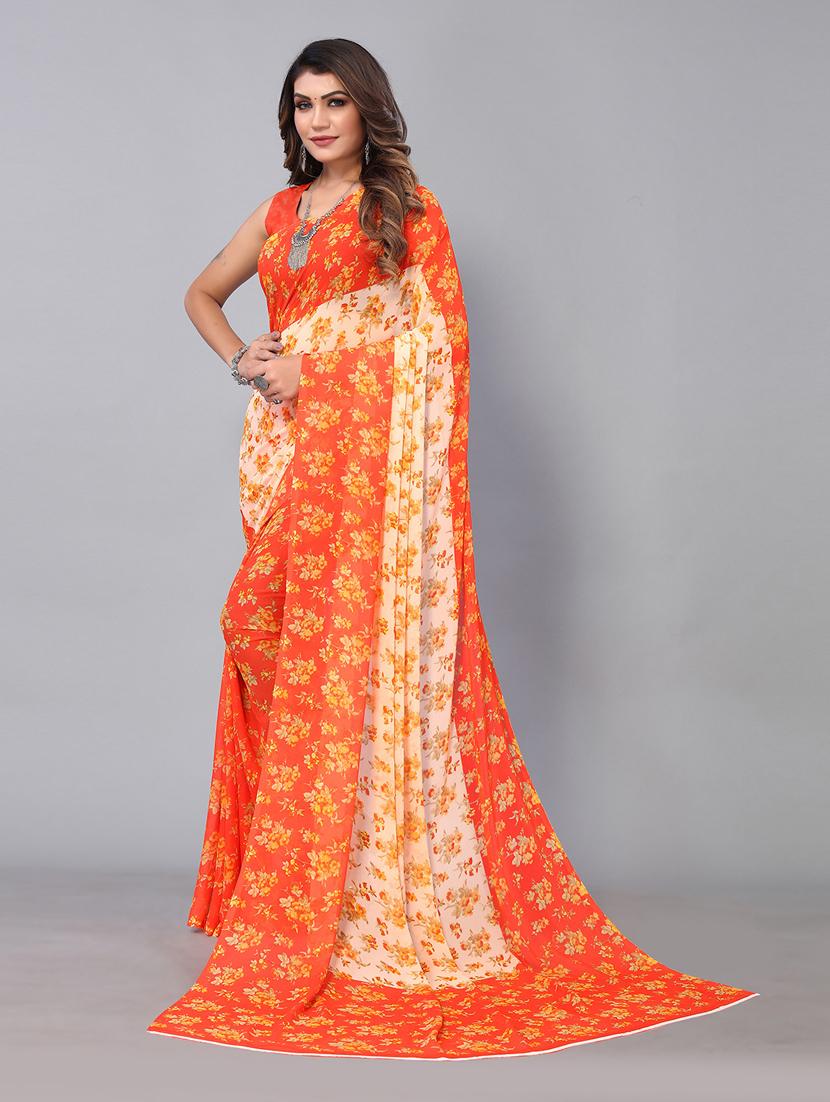 floral printed half & half saree - 19197335 -  Standard Image - 1