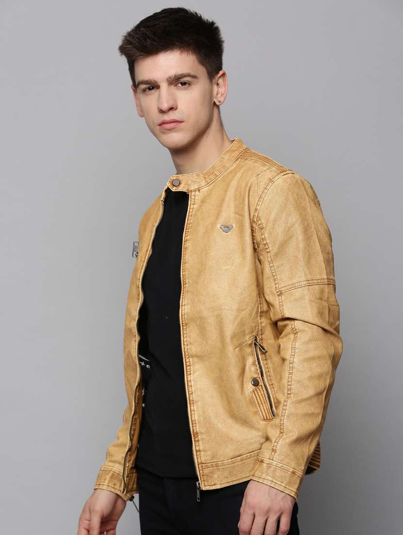beige leather casual jacket - 19197399 -  Standard Image - 1