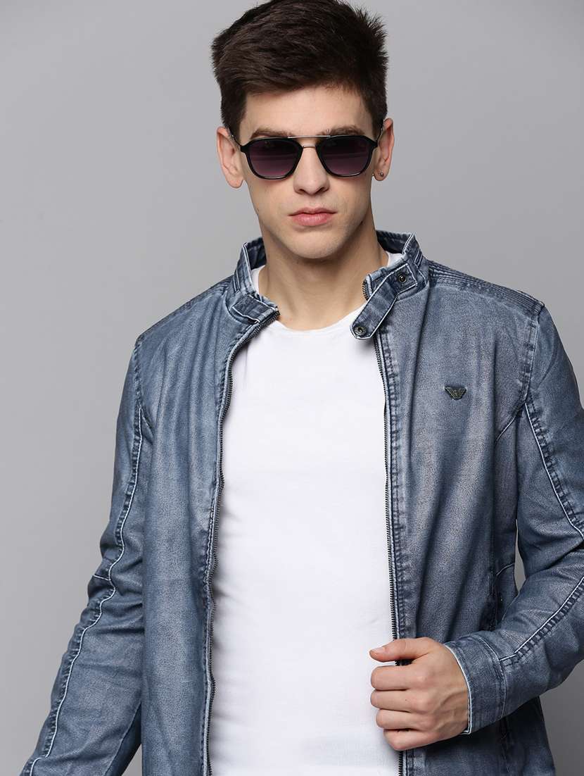 blue leather casual jacket - 19197400 -  Standard Image - 4