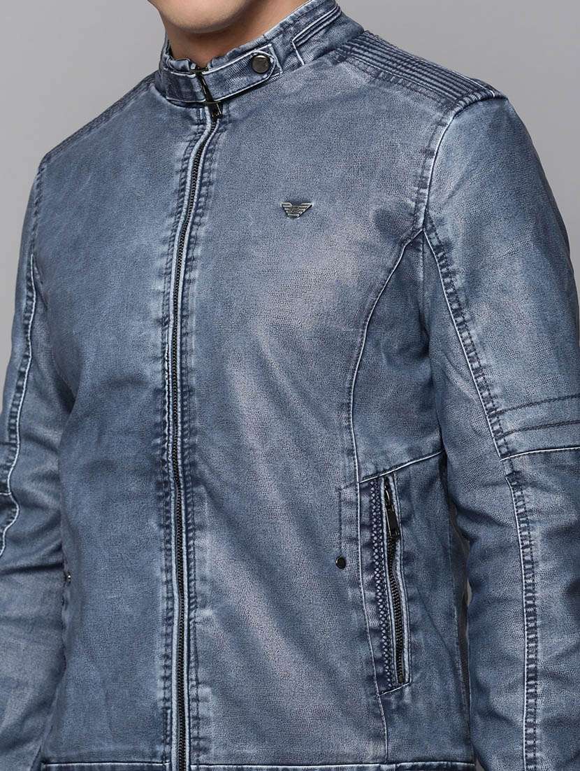 blue leather casual jacket - 19197400 -  Standard Image - 6