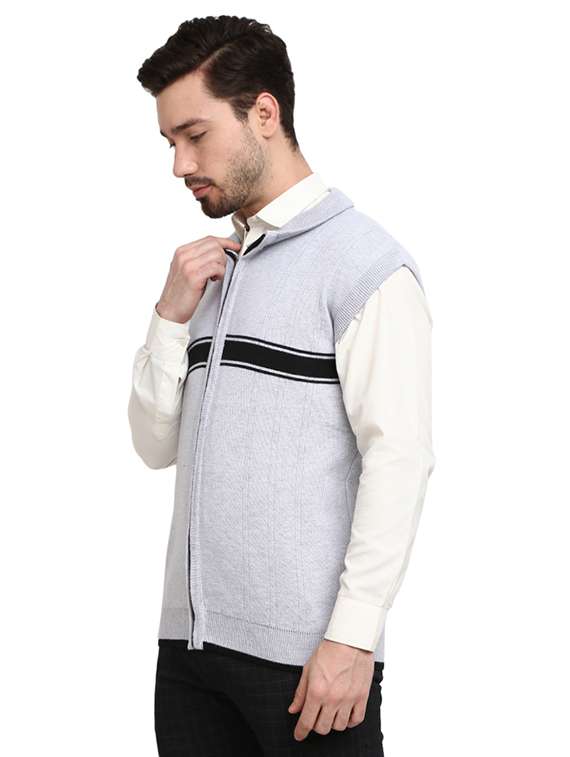 men self design sleeveless regular fit cardigan - 19197616 -  Standard Image - 1