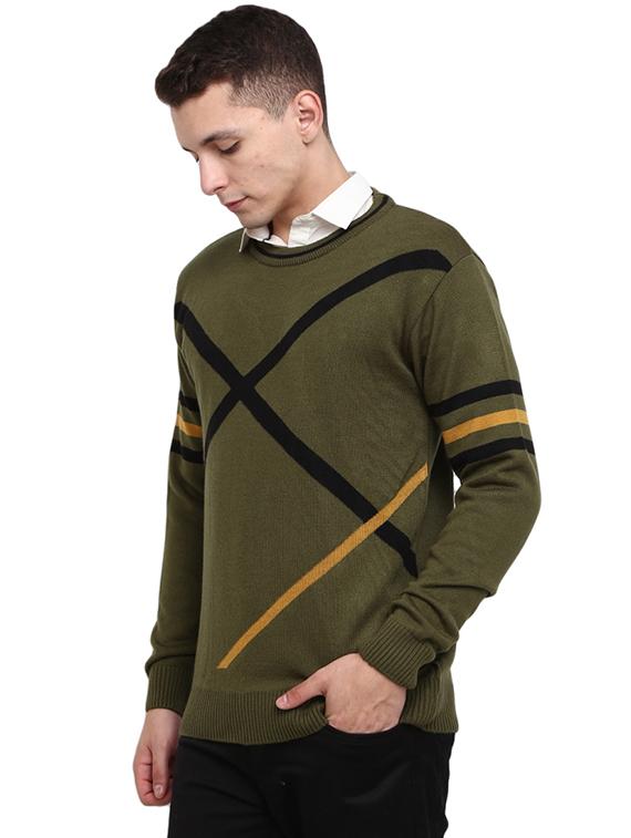round neck self design pullover - 19197631 - Standard Image - 1