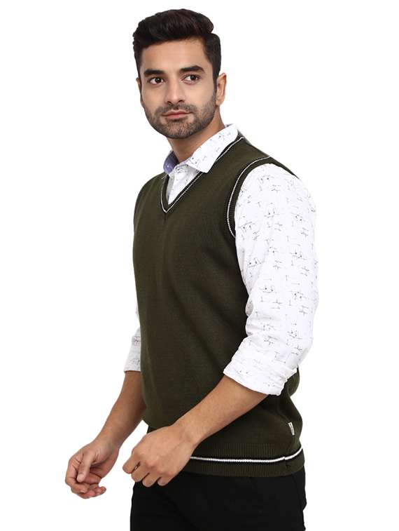 v-neck self design pullover - 19197666 -  Standard Image - 1