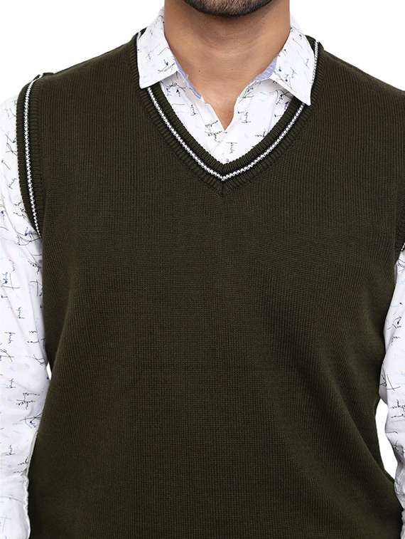 v-neck self design pullover - 19197666 -  Standard Image - 4