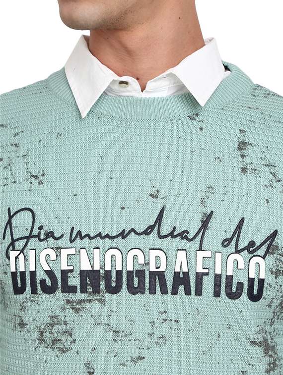 men self designed round neck sweater - 19197680 -  Standard Image - 4