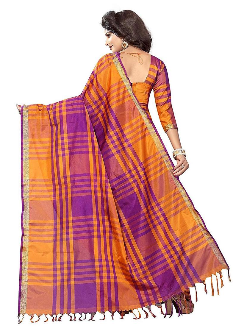 checkered woven saree - 19198000 -  Standard Image - 1