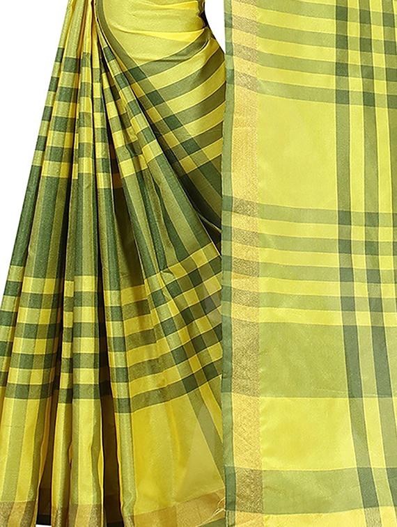 checkered woven saree with blouse - 19198002 - Standard Image - 4