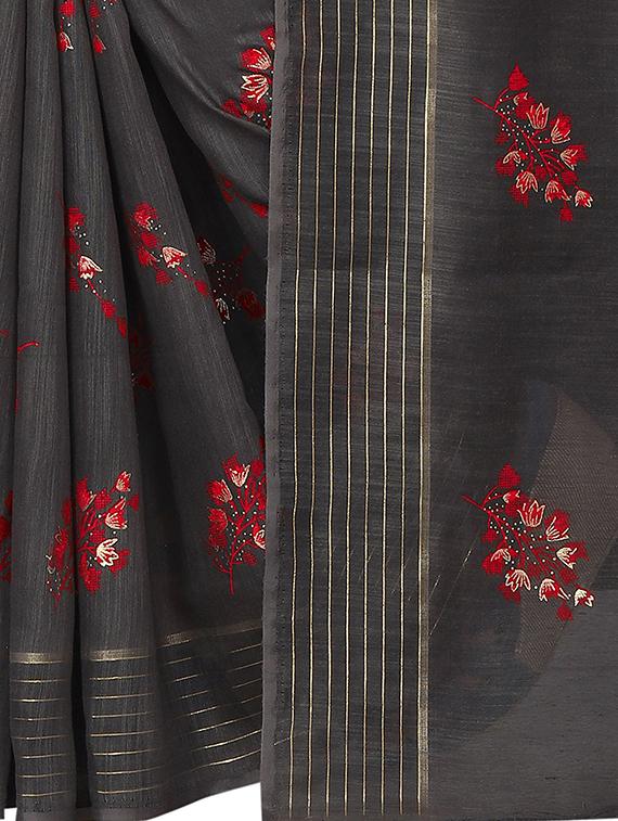 ethnic wear black color saree set with blouse - 19198294 - Standard Image - 4