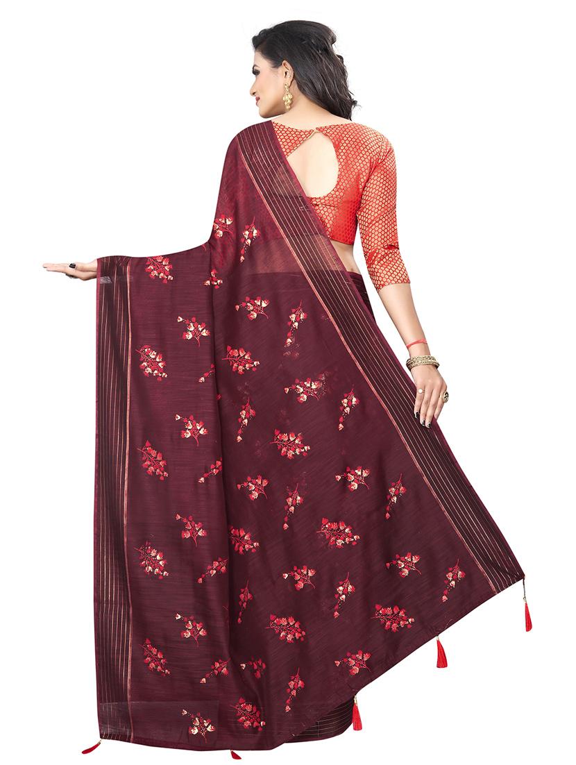 ethnic wear maroon color saree set - 19198295 - Standard Image - 1