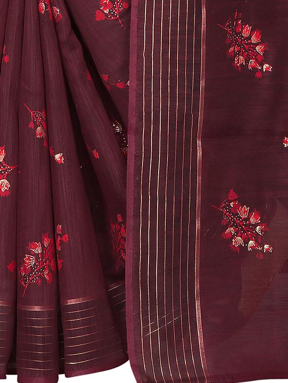 ethnic wear maroon color saree set - 19198295 - Standard Image - 4