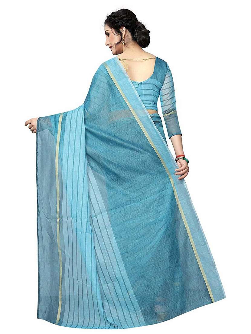 light blue striped saree - 19198448 - Standard Image - 1