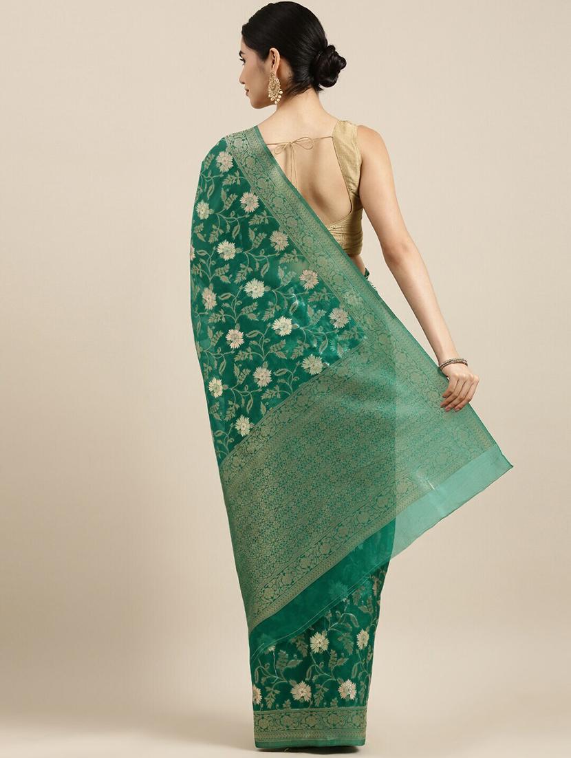 self design woven saree with blouse - 19198598 - Standard Image - 1