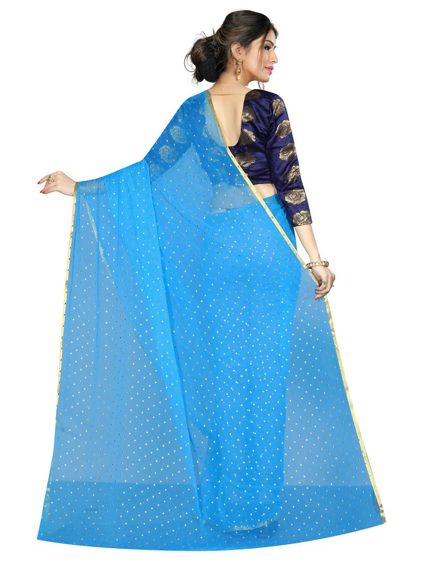 light blue self design saree with blouse - 19198663 - Standard Image - 1