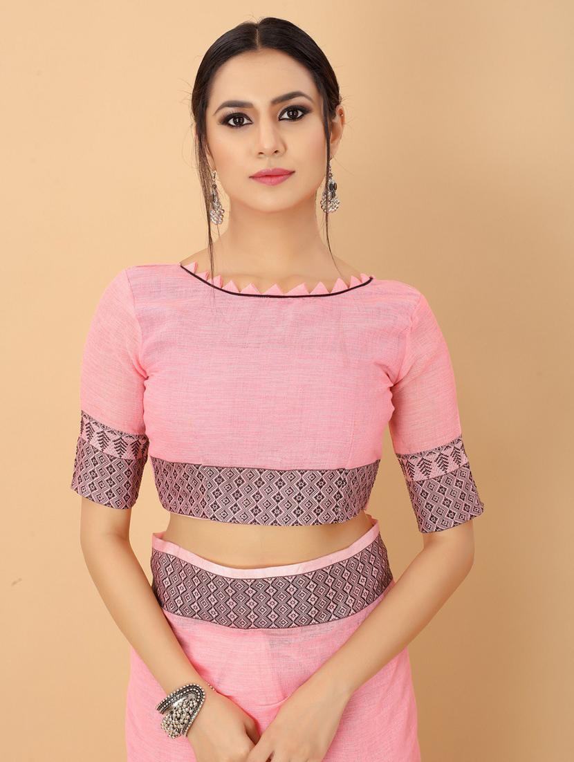 self design woven saree with blouse - 19198674 - Standard Image - 4