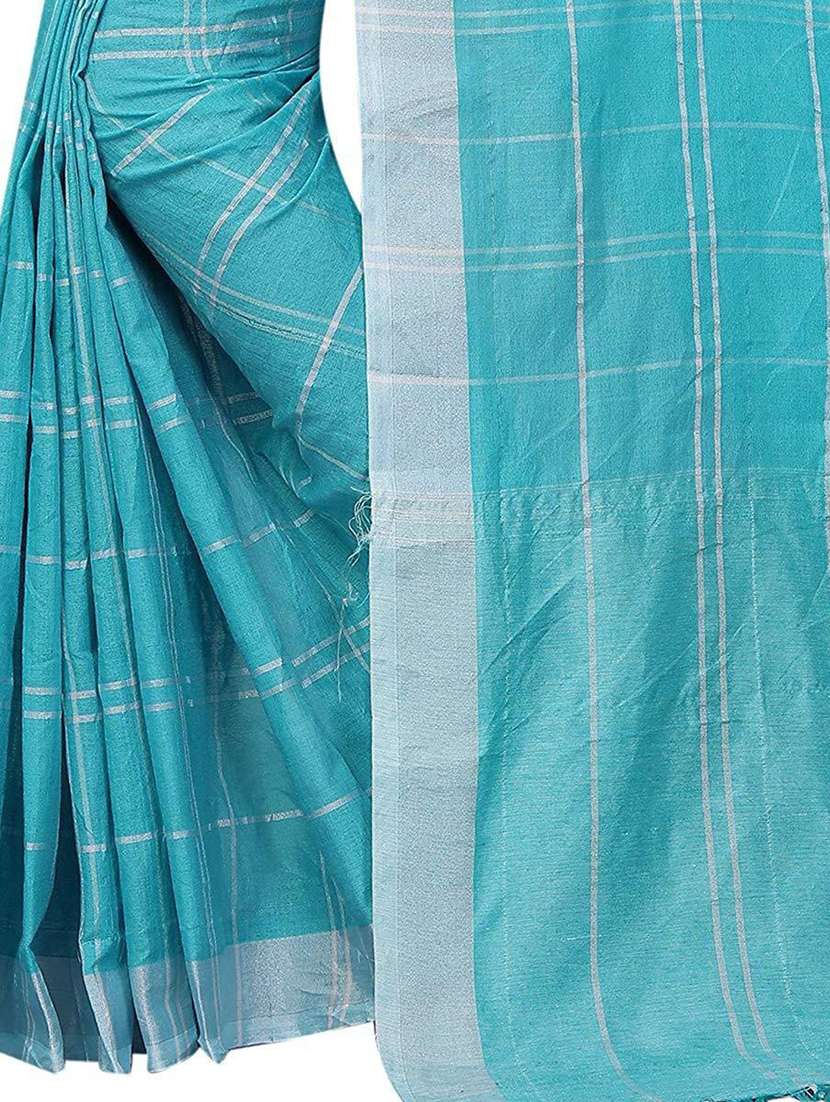 light blue check saree with blouse - 19198845 -  Standard Image - 1