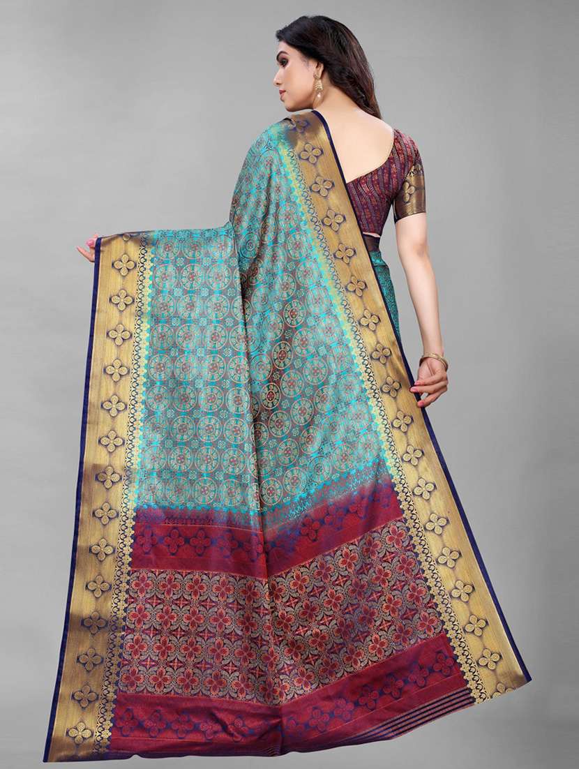 ethnic wear light blue colored saree set - 19199060 -  Standard Image - 1
