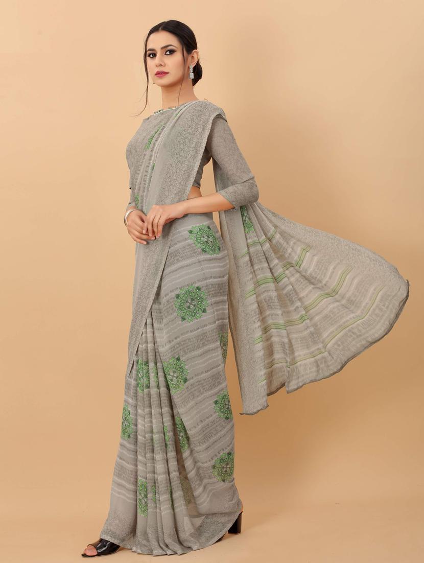 ethnic wear grey colored saree set with blouse - 19199177 -  Standard Image - 1
