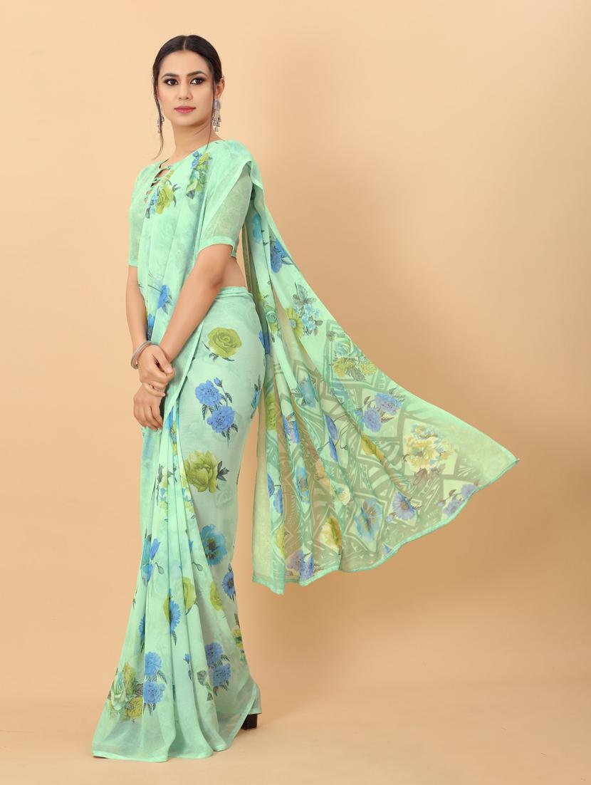 floral printed saree with blouse - 19199202 -  Standard Image - 1