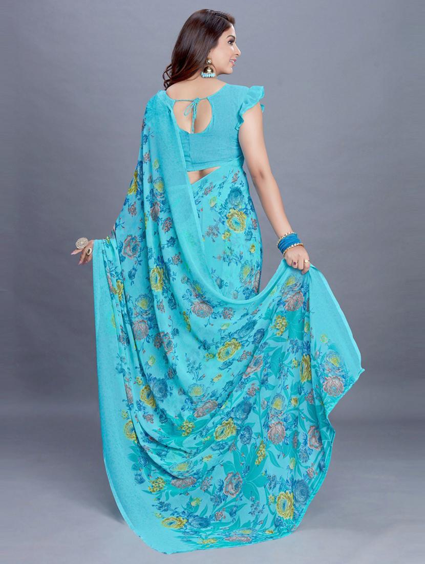 floral printed saree with blouse - 19199214 -  Standard Image - 1