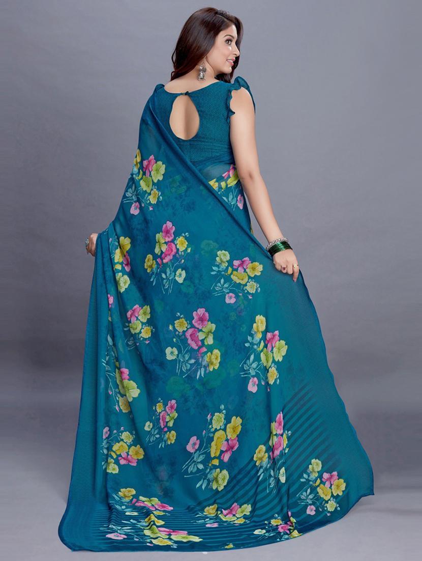 floral printed saree with blouse - 19199225 - Standard Image - 1