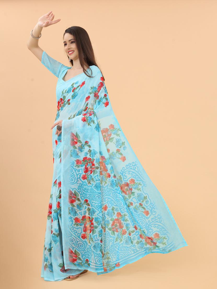 floral printed saree with blouse - 19199234 -  Standard Image - 1
