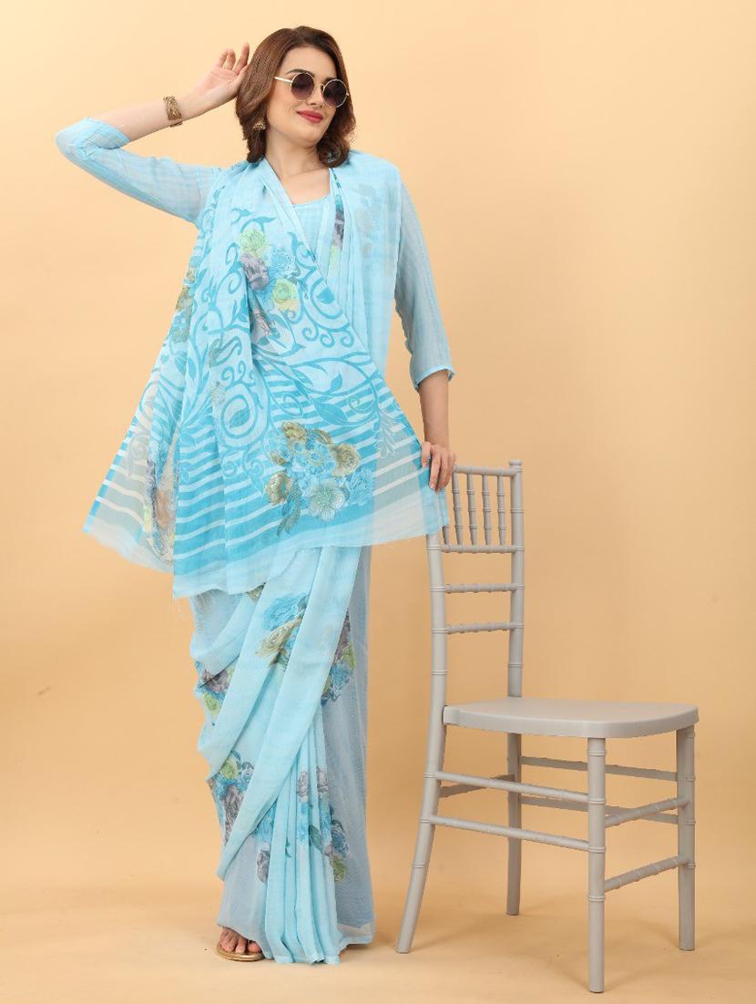 floral printed saree with blouse - 19199262 -  Standard Image - 1