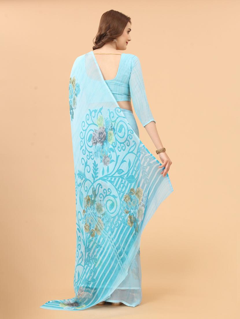 floral printed saree with blouse - 19199262 - Standard Image - 4