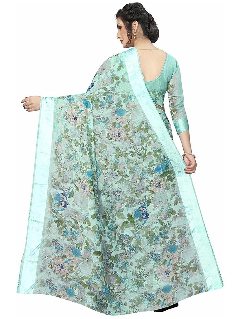 floral printed saree with blouse - 19199422 - Standard Image - 1