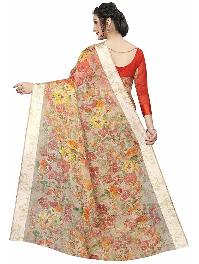 floral printed saree with blouse - 19199425 - Standard Image - 1