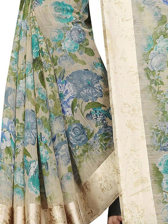 floral printed saree with blouse - 19199430 - Standard Image - 4