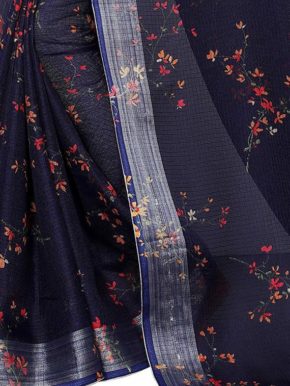floral printed saree with blouse - 19199507 - Standard Image - 4