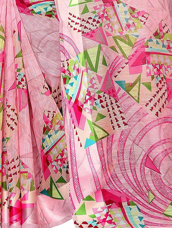 geometric printed saree with blouse - 19199528 - Standard Image - 4