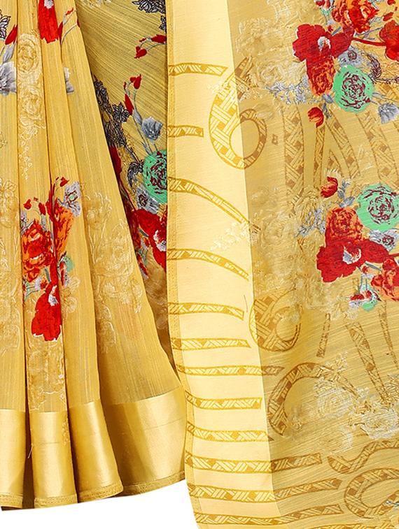 floral printed saree with blouse - 19199537 - Standard Image - 4