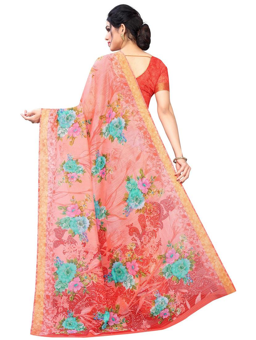 floral printed saree with blouse - 19199552 - Standard Image - 1
