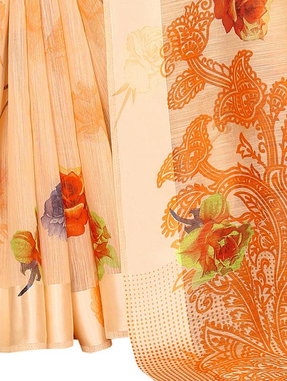 floral printed saree with blouse - 19199589 - Standard Image - 4
