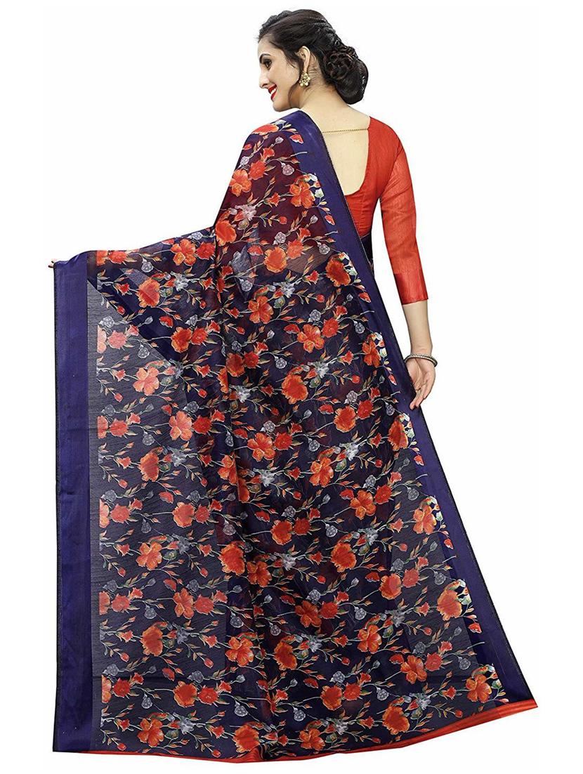 floral printed saree  with blouse - 19199609 -  Standard Image - 1