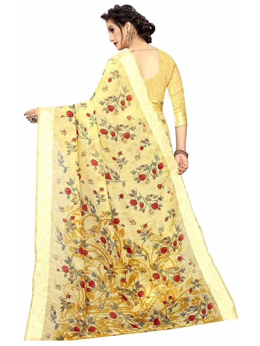 floral printed saree with blouse - 19199610 - Standard Image - 1