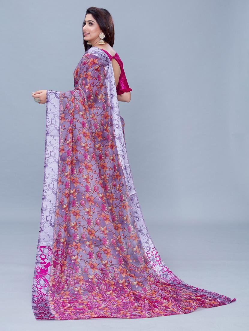 floral printed saree  with blouse - 19199615 -  Standard Image - 1