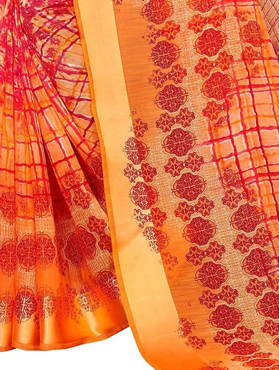 orange printed saree - 19199641 - Standard Image - 4